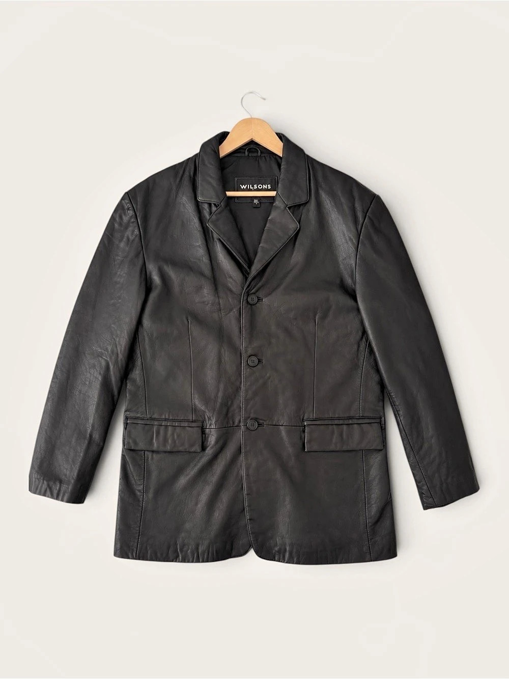 Wilsons Men's Leather Blazer Jacket Black Large